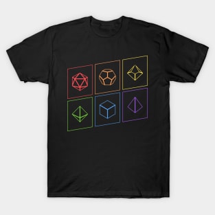 Tabletop RPG Rainbow Polyhedral Dice T-Shirt